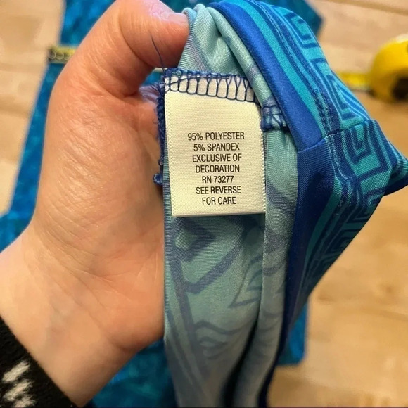 Apt 9 Womens Dress XS Sleeveless Maxi Blue Aztec Tribal Print Keyhole Neck - Picture 11 of 11